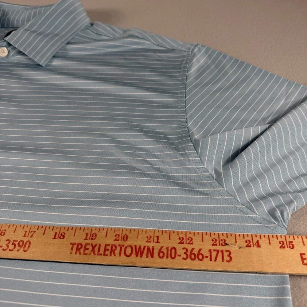 Foot Joy FJ Polo Shirt Mens XL Blue Striped Golf Performance SS Athletic